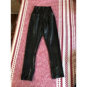 NWOT American Apparel Shiny Metallic Black Leggings Small Stretchy Shimmer